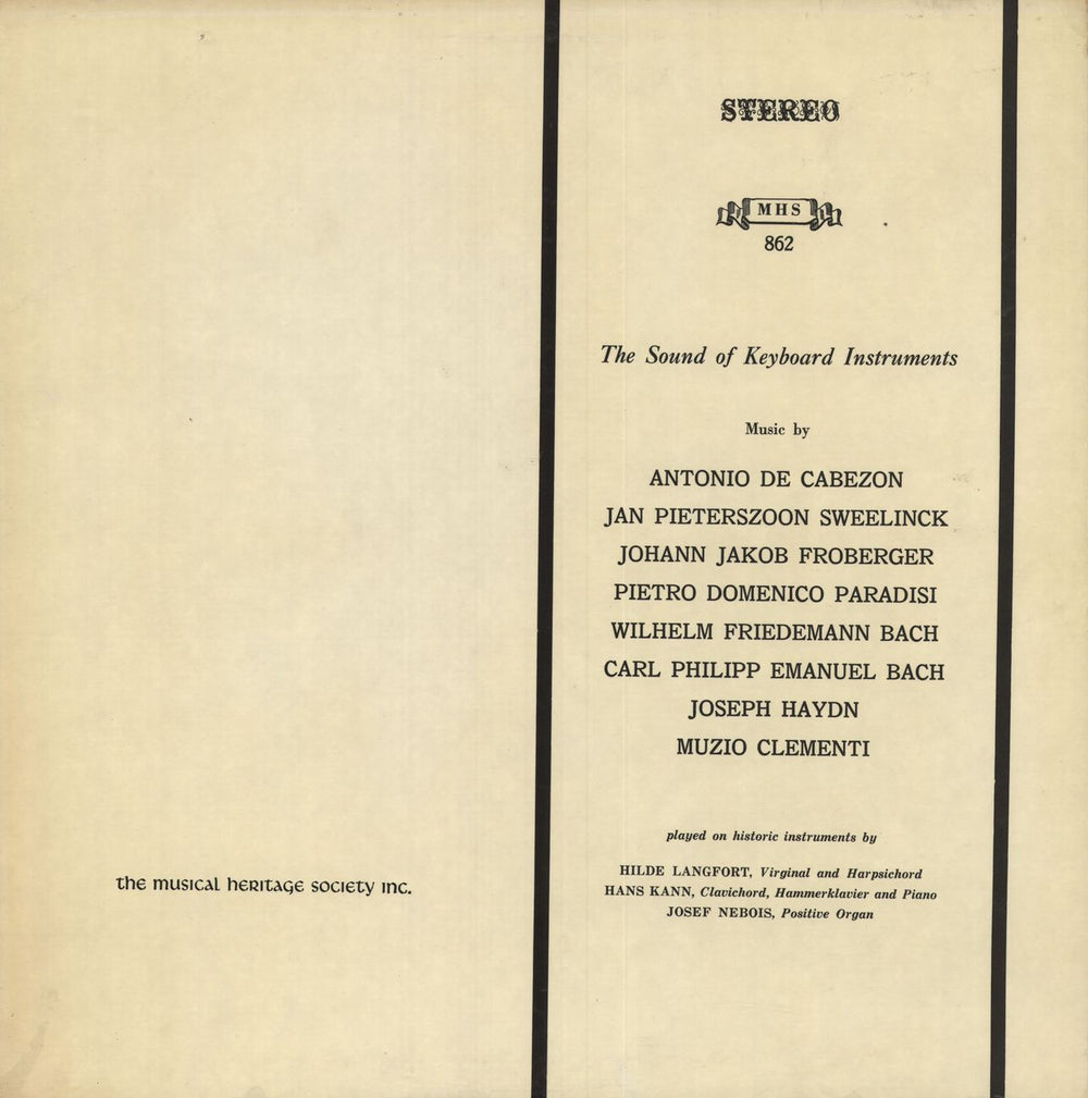 Various-Classical & Orchestral The Sound Of Keyboard Instruments US vinyl LP album (LP record) MHS862