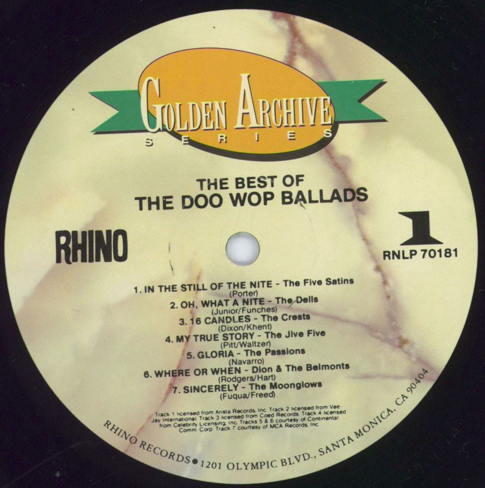 Various-Doo-Wop & Vocal The Best Of The Doo Wop Ballads US vinyl LP album (LP record) VGTLPTH816762