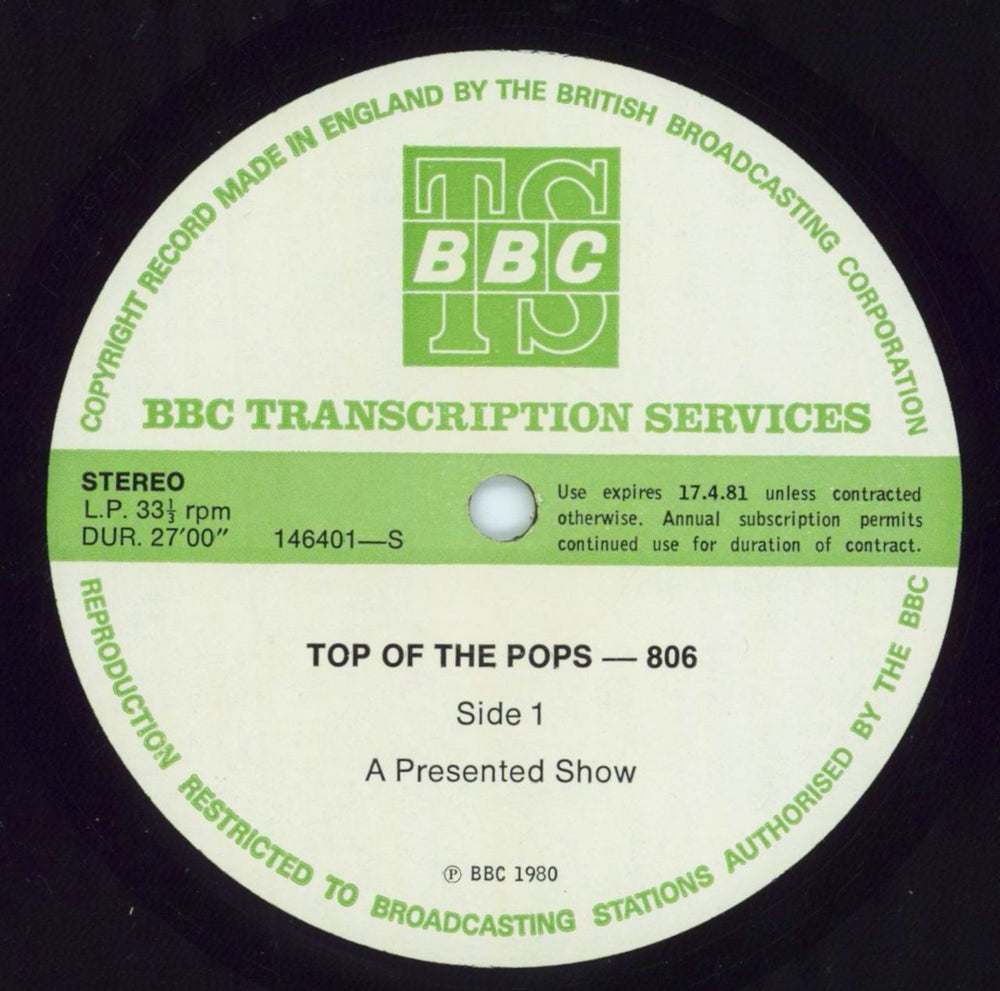 Various-Pop Top Of The Pops 806 UK Promo vinyl LP album (LP record) 146401/02-S