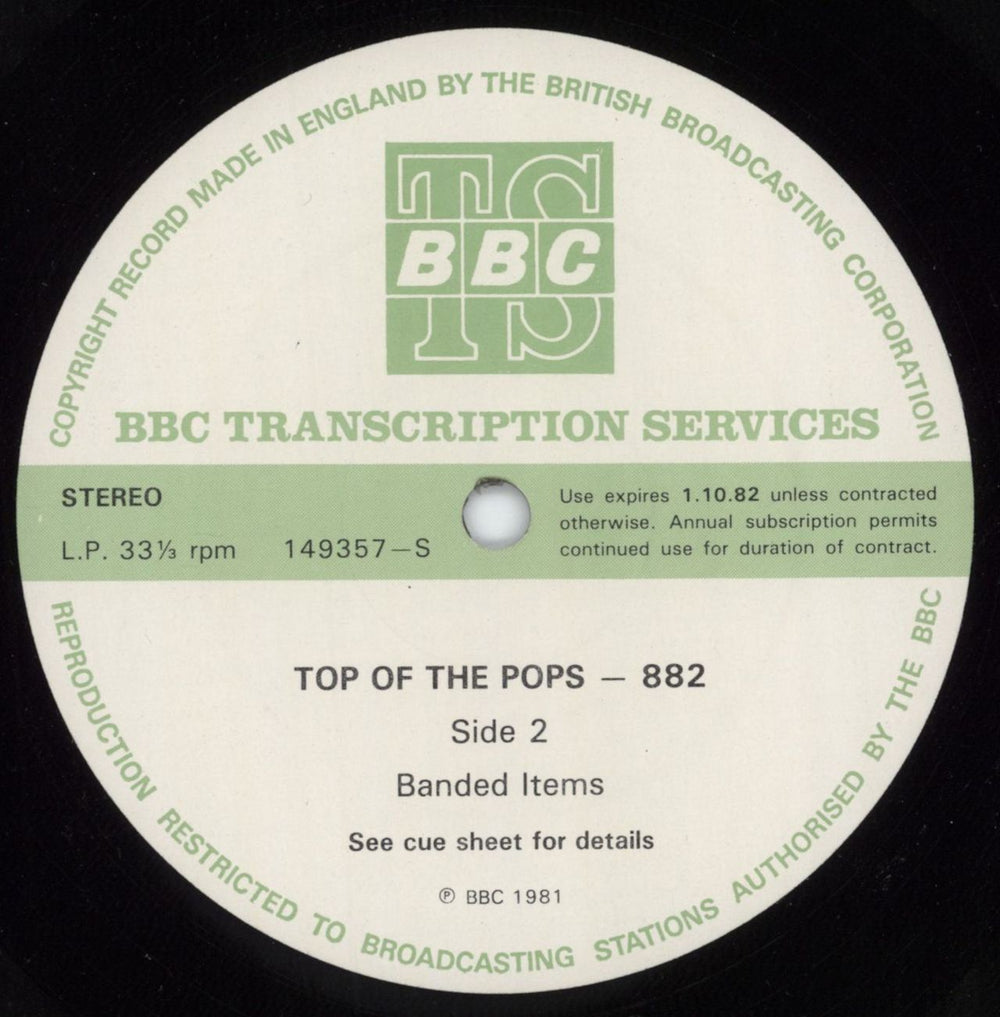 Various-Pop Top Of The Pops 882 UK Promo vinyl LP album (LP record)