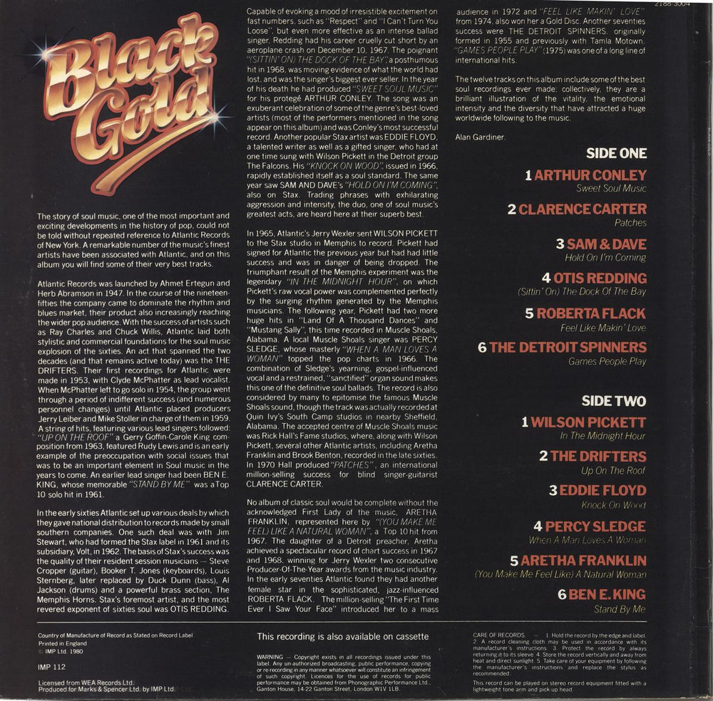 Various-Soul & Funk Black Gold UK vinyl LP album (LP record)