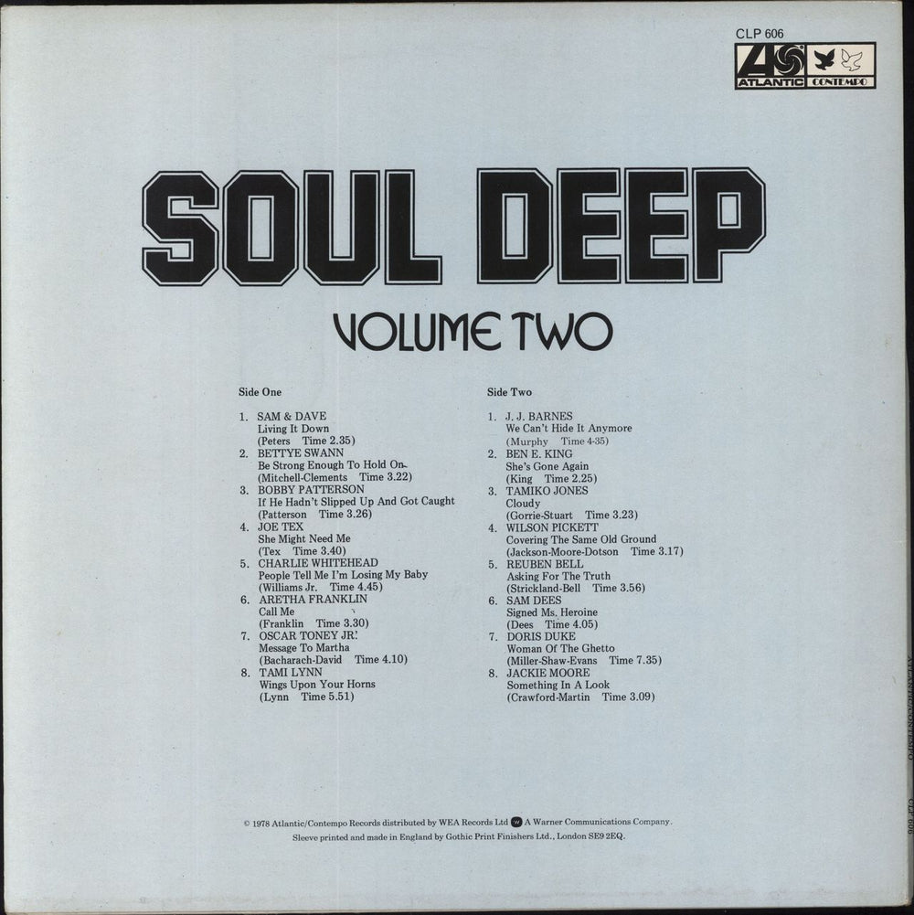 Various-Soul & Funk Soul Deep Volume Two UK vinyl LP album (LP record)