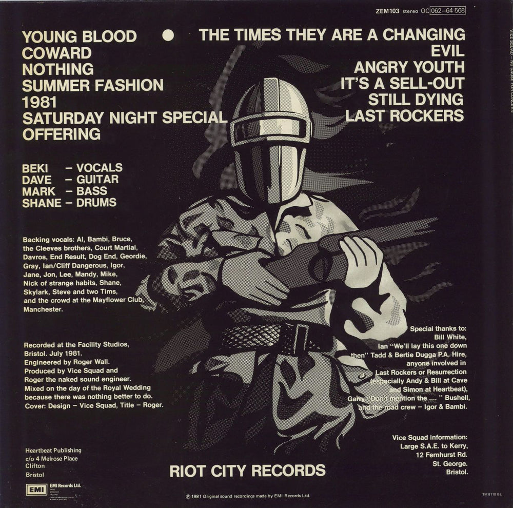 Vice Squad No Cause For Concern UK vinyl LP album (LP record)