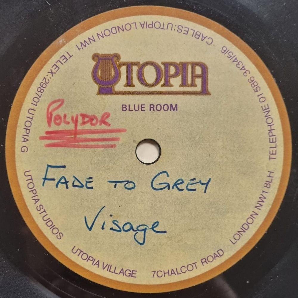 Visage Fade To Grey UK acetate ACETATE