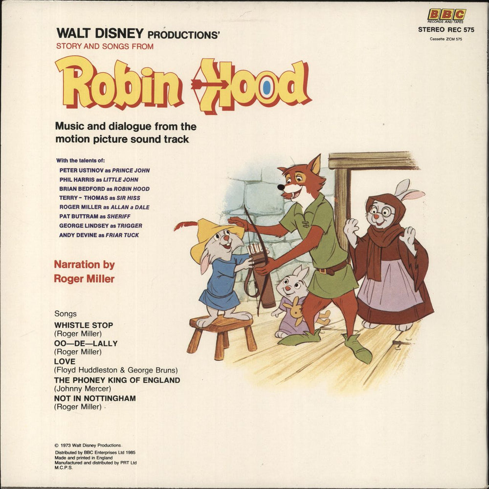 Walt Disney Robin Hood UK vinyl LP album (LP record)