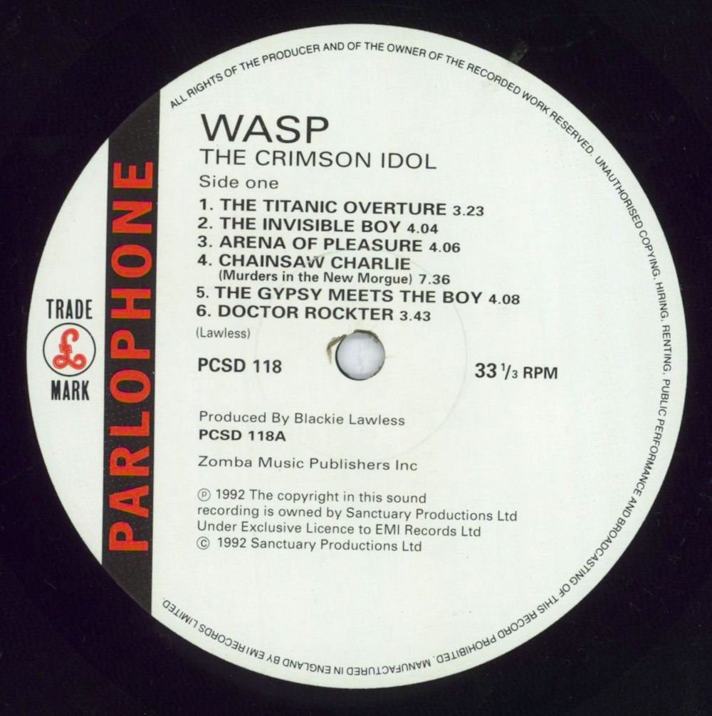 WASP The Crimson Idol - Hype Stickered UK vinyl LP album (LP record) WASLPTH708241