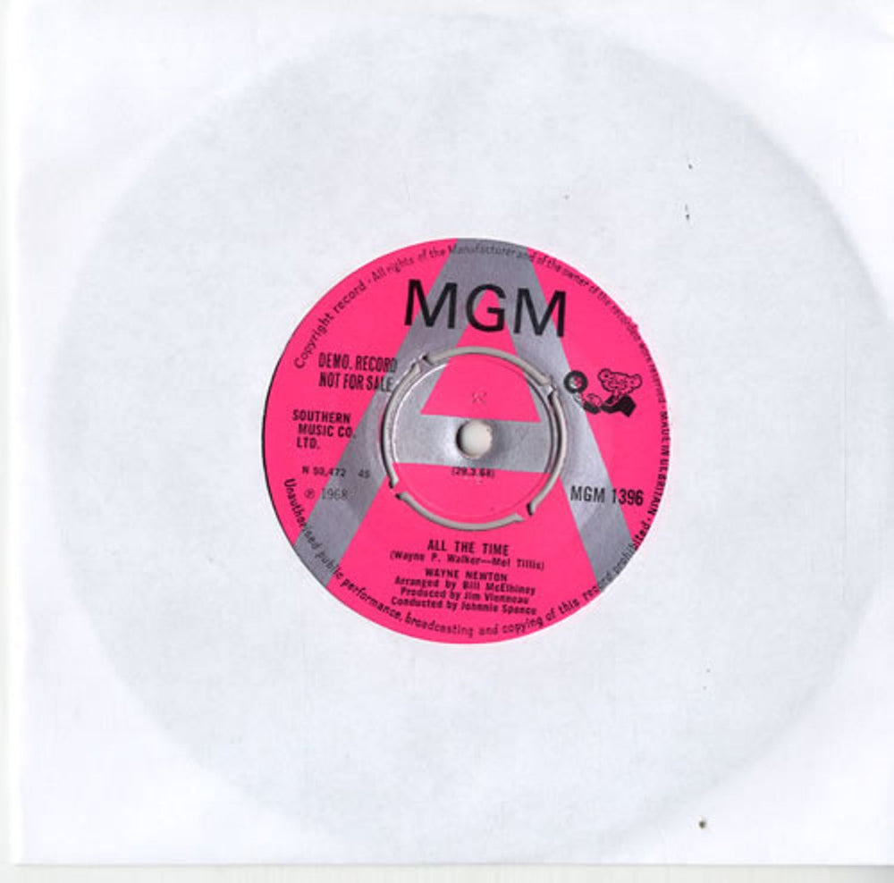 Wayne Newton All The Time - A Label UK Promo 7" vinyl single (7 inch record / 45) MGM1396