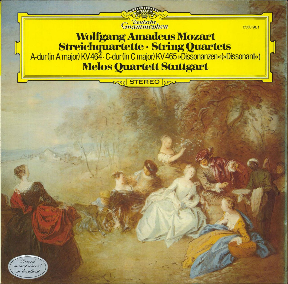 Wolfgang Amadeus Mozart Streichquartette UK vinyl LP album (LP record) 2530981