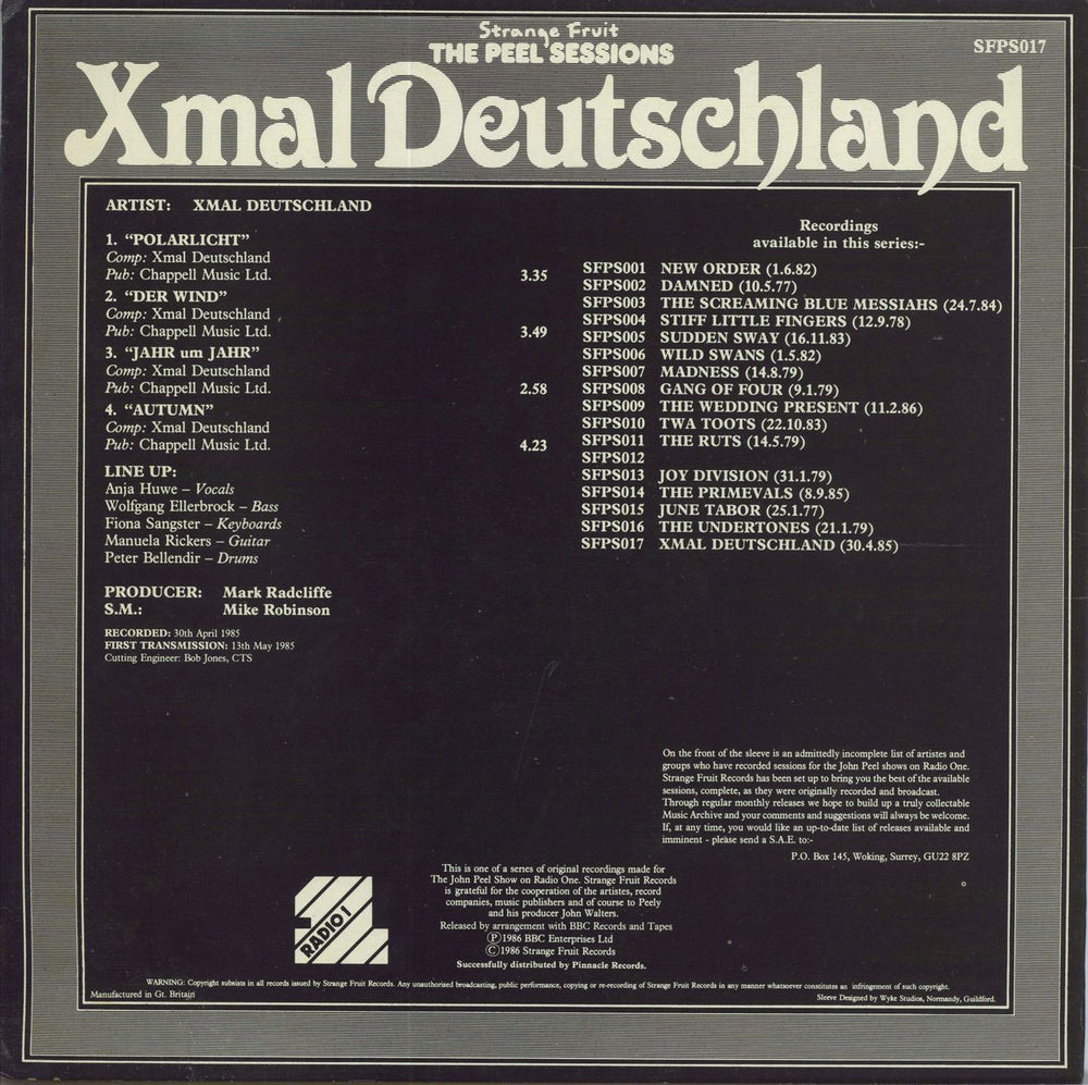 Xmal Deutschland Peel Session-White label UK 12" vinyl single (12 inch record / Maxi-single)