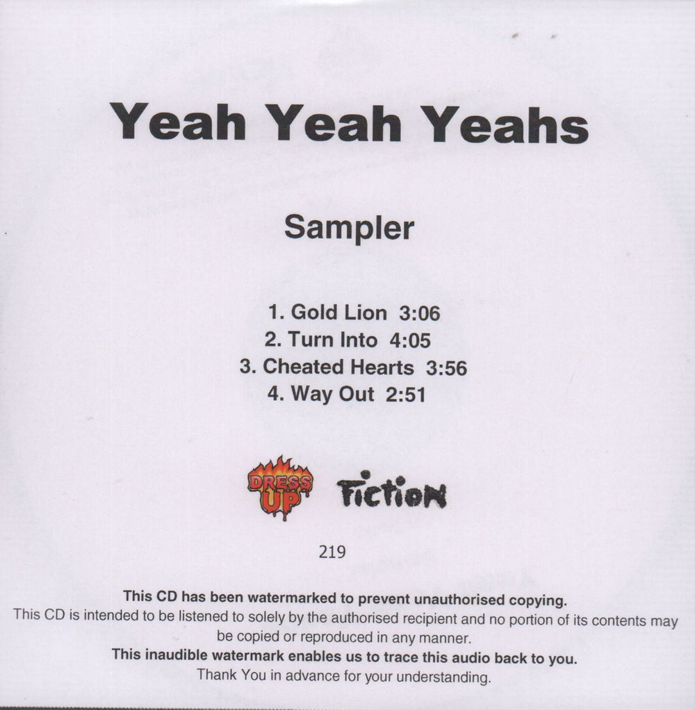 Yeah Yeah Yeahs Show Your Bones - Album Sampler UK Promo CD-R acetate CD-R