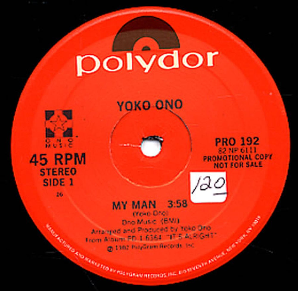 Yoko Ono My Man US Promo 12" vinyl single (12 inch record / Maxi-single) PRO192